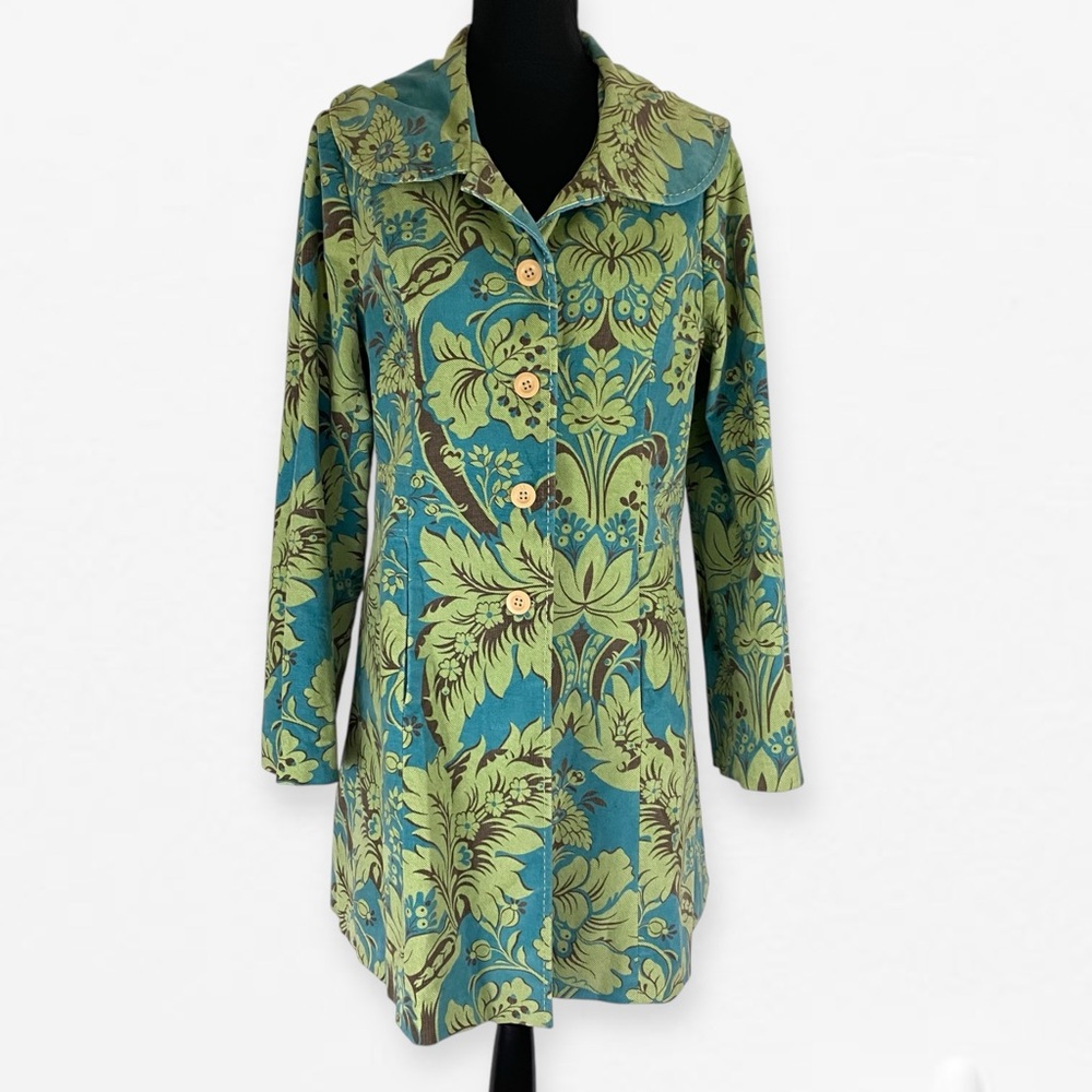 Vintage Elevenses Anthro Womens Corduroy Coat Multicolor Floral Boho